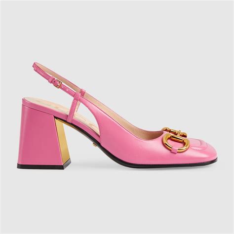 gucci pink sling back shoes|Gucci kitten heel slingback.